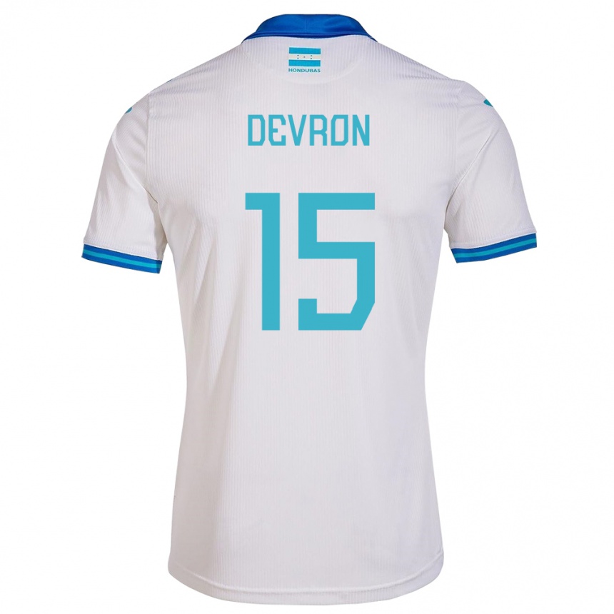 Niño Fútbol Camiseta Honduras Devron García #15 Blanco 1ª Equipación 24-26