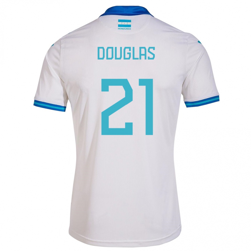 Niño Fútbol Camiseta Honduras Douglas Martínez #21 Blanco 1ª Equipación 24-26