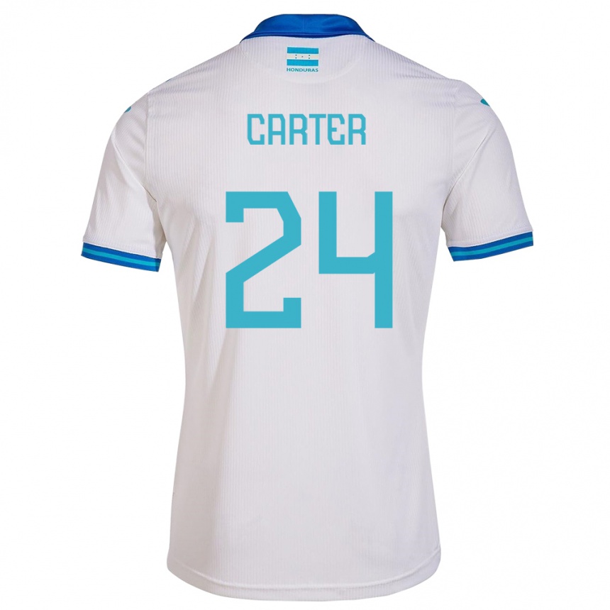 Niño Fútbol Camiseta Honduras Daniel Carter #24 Blanco 1ª Equipación 24-26