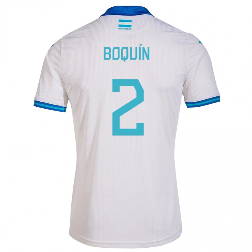 Niño Fútbol Camiseta Honduras Stiven Boquín #2 Blanco 1ª Equipación 24-26