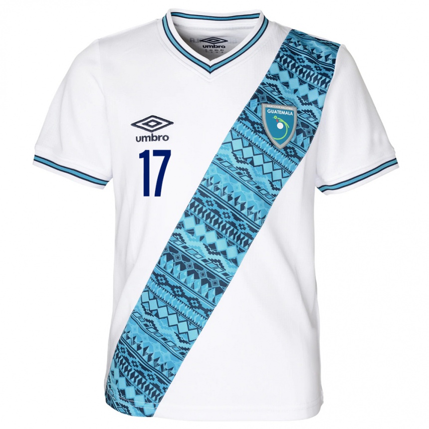 Niño Fútbol Camiseta Guatemala Sandra Ovando #17 Blanco 1ª Equipación 24-26