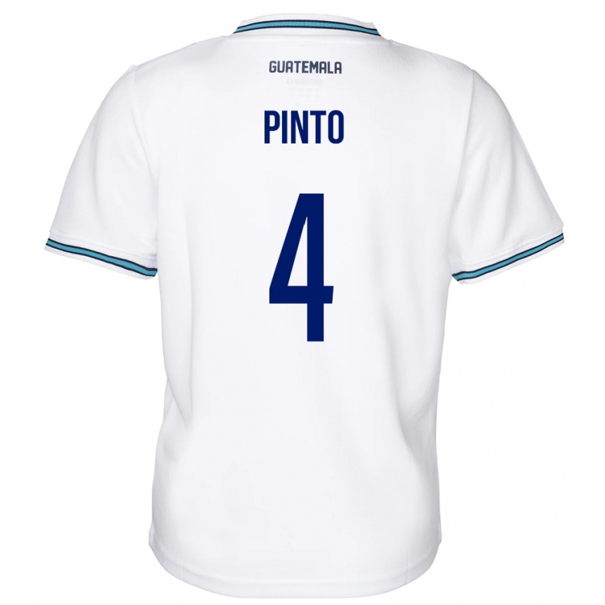 Niño Fútbol Camiseta Guatemala José Carlos Pinto #4 Blanco 1ª Equipación 24-26