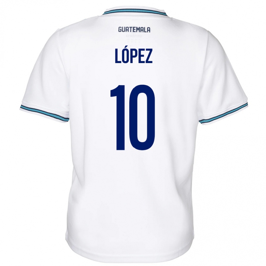 Niño Fútbol Camiseta Guatemala Antonio López #10 Blanco 1ª Equipación 24-26