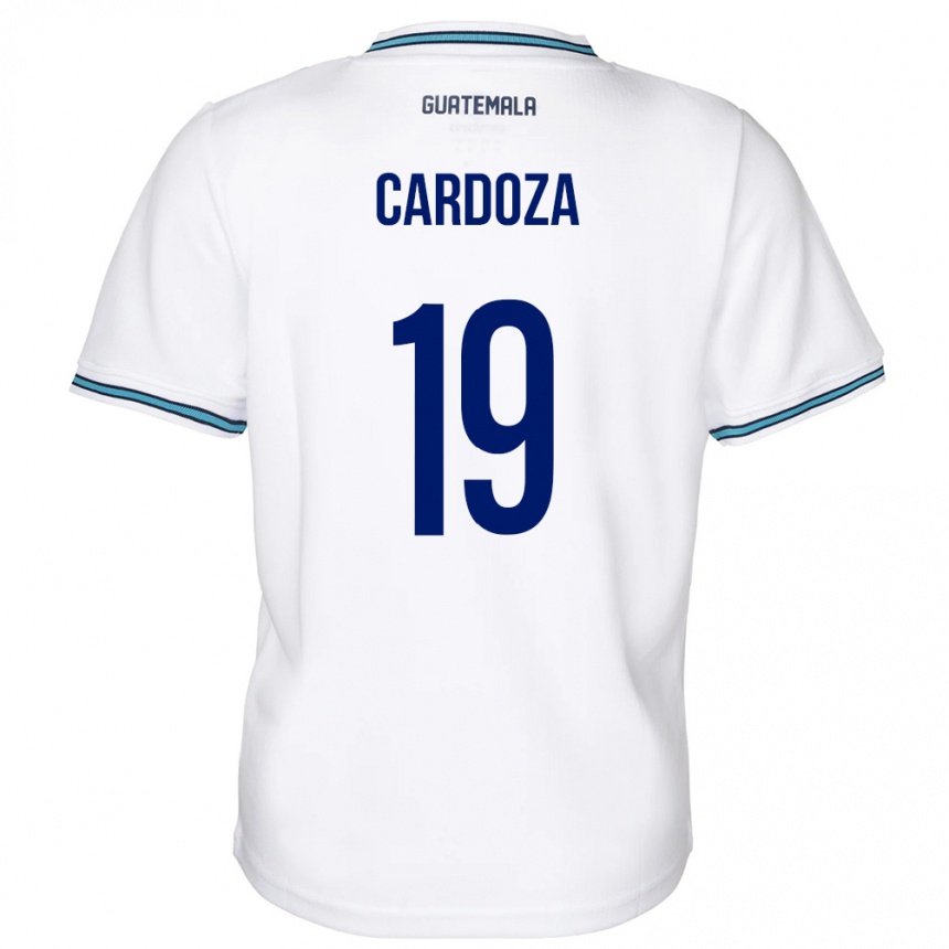 Niño Fútbol Camiseta Guatemala Elmer Cardoza #19 Blanco 1ª Equipación 24-26