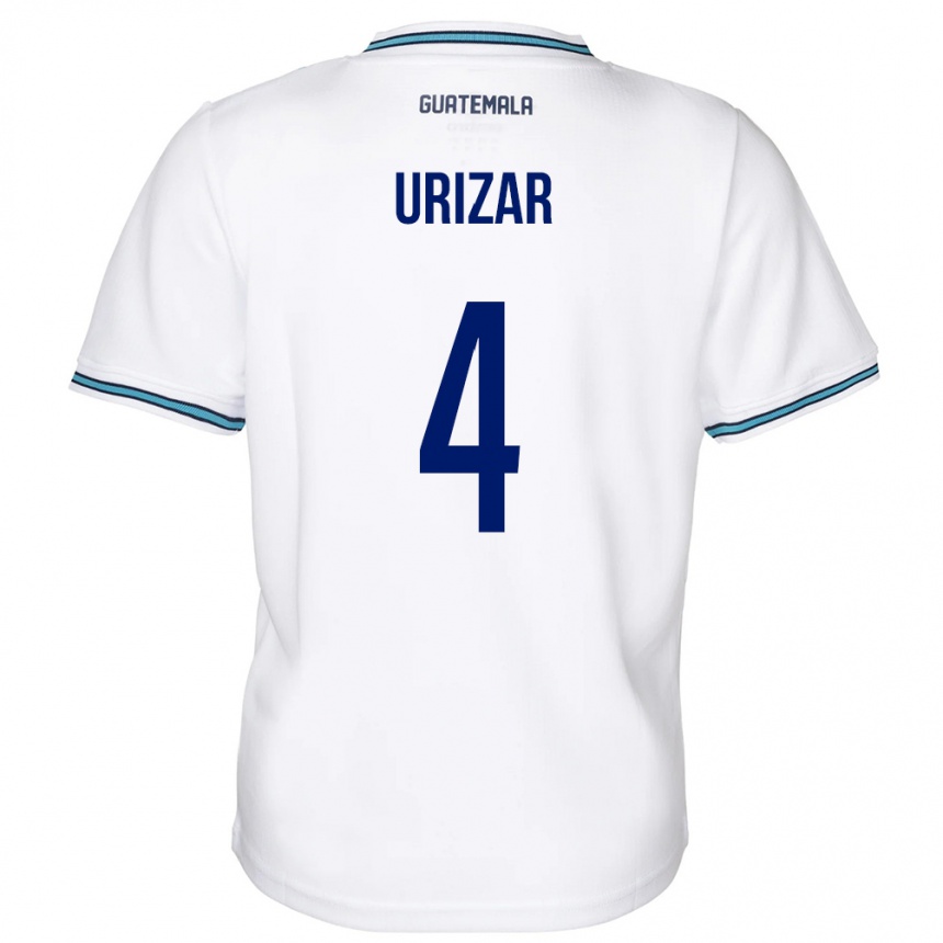 Niño Fútbol Camiseta Guatemala Jeshua Urizar #4 Blanco 1ª Equipación 24-26