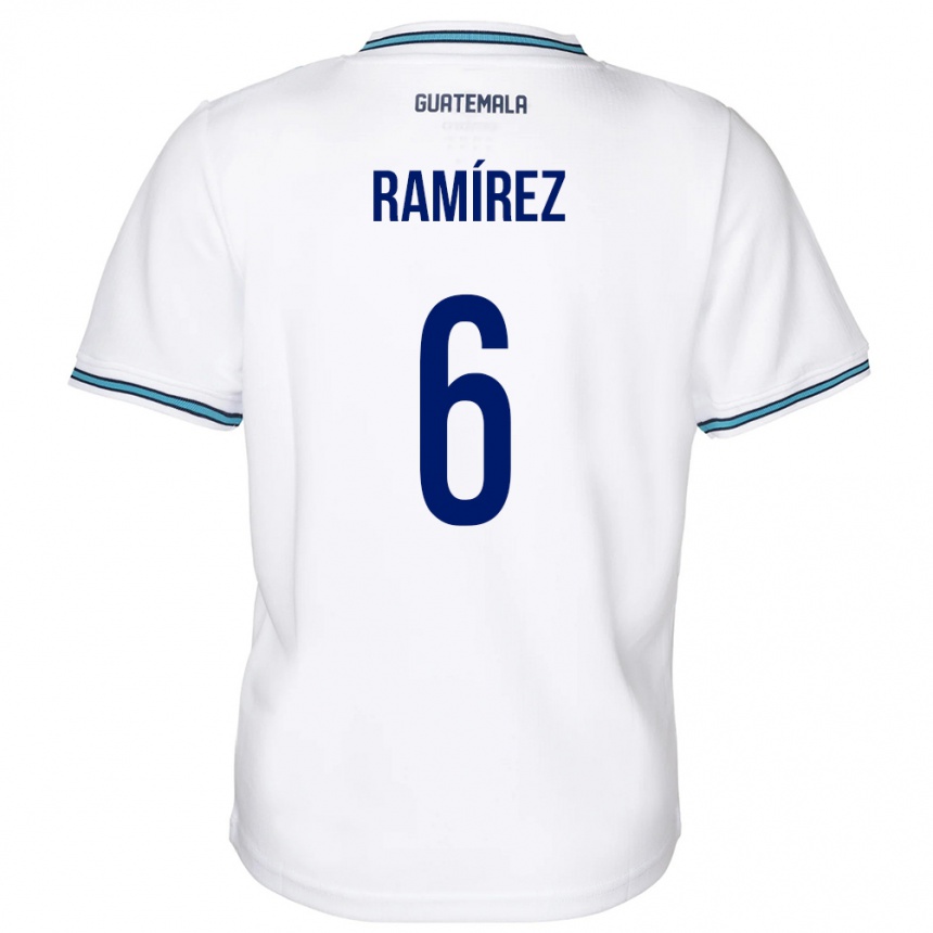 Niño Fútbol Camiseta Guatemala Kevin Ramírez #6 Blanco 1ª Equipación 24-26