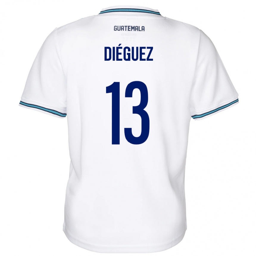 Niño Fútbol Camiseta Guatemala Jonathan Diéguez #13 Blanco 1ª Equipación 24-26