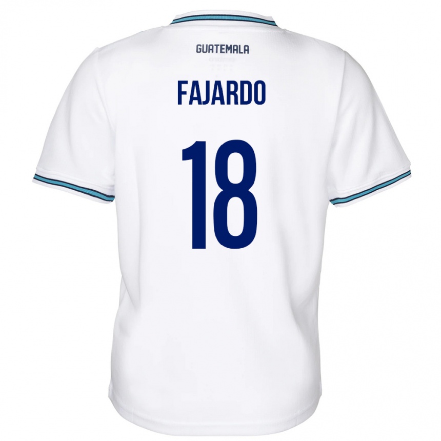 Niño Fútbol Camiseta Guatemala William Fajardo #18 Blanco 1ª Equipación 24-26