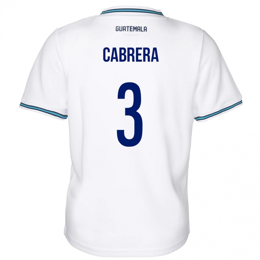 Niño Fútbol Camiseta Guatemala Gabriel Cabrera #3 Blanco 1ª Equipación 24-26