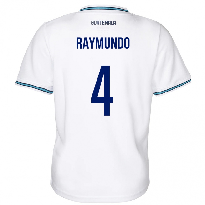 Niño Fútbol Camiseta Guatemala Cristopher Raymundo #4 Blanco 1ª Equipación 24-26