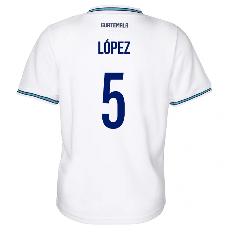 Niño Fútbol Camiseta Guatemala Jeffery López #5 Blanco 1ª Equipación 24-26