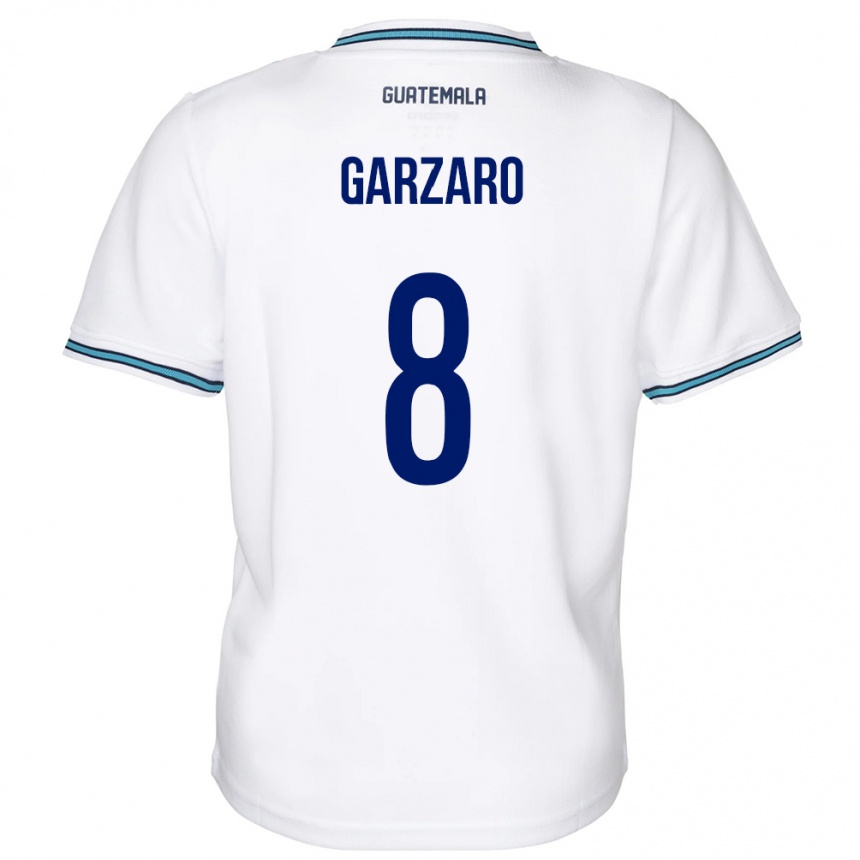 Niño Fútbol Camiseta Guatemala Santiago Garzaro #8 Blanco 1ª Equipación 24-26