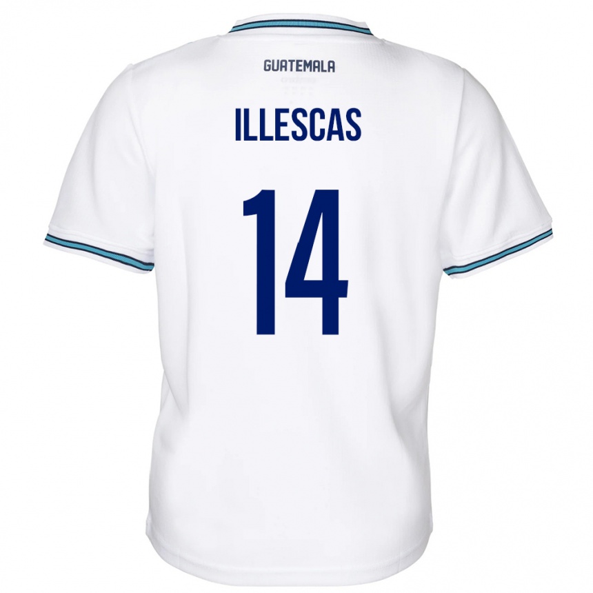 Niño Fútbol Camiseta Guatemala Kevin Illescas #14 Blanco 1ª Equipación 24-26