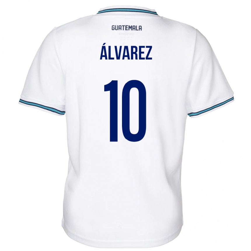 Niño Fútbol Camiseta Guatemala Andrea Álvarez #10 Blanco 1ª Equipación 24-26