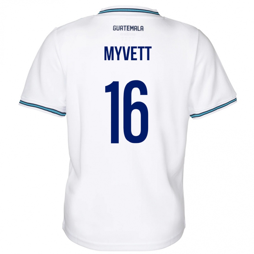 Niño Fútbol Camiseta Guatemala Jemery Myvett #16 Blanco 1ª Equipación 24-26