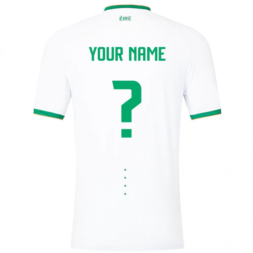 Niño Fútbol Camiseta Irlanda Su Nombre #0 Blanco 2ª Equipación 24-26