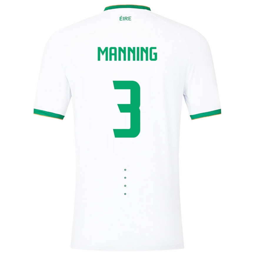 Niño Fútbol Camiseta Irlanda Ryan Manning #3 Blanco 2ª Equipación 24-26