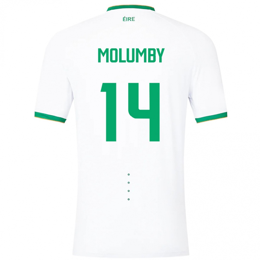 Niño Fútbol Camiseta Irlanda Jayson Molumby #14 Blanco 2ª Equipación 24-26