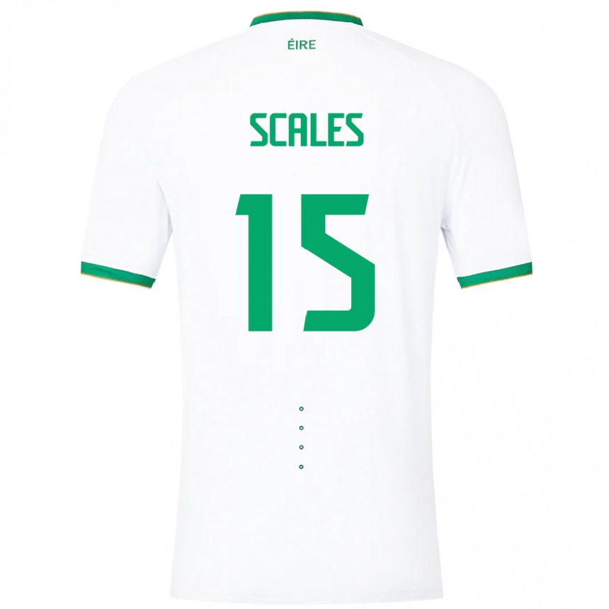 Niño Fútbol Camiseta Irlanda Liam Scales #15 Blanco 2ª Equipación 24-26