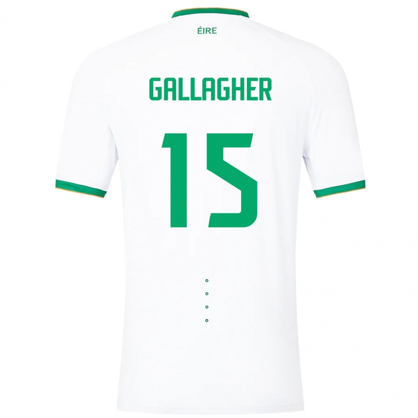 Niño Fútbol Camiseta Irlanda Oisín Gallagher #15 Blanco 2ª Equipación 24-26