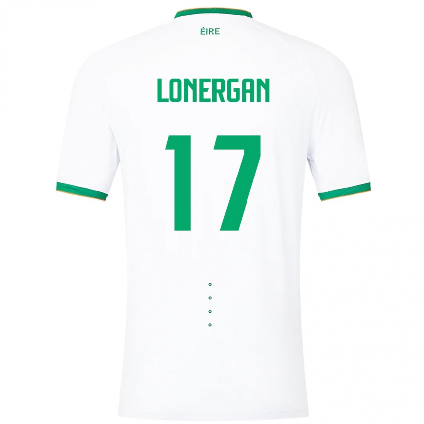Niño Fútbol Camiseta Irlanda Tom Lonergan #17 Blanco 2ª Equipación 24-26