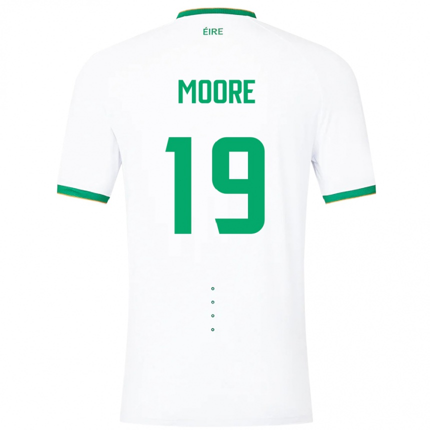 Niño Fútbol Camiseta Irlanda Sean Moore #19 Blanco 2ª Equipación 24-26