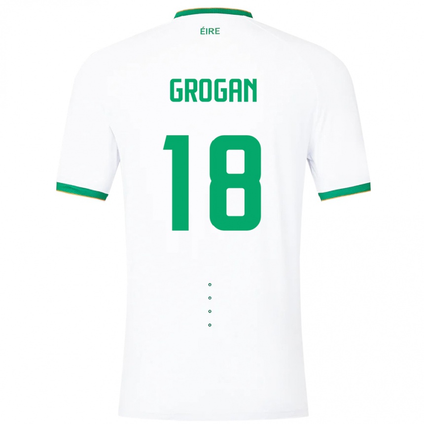 Niño Fútbol Camiseta Irlanda Christy Grogan #18 Blanco 2ª Equipación 24-26