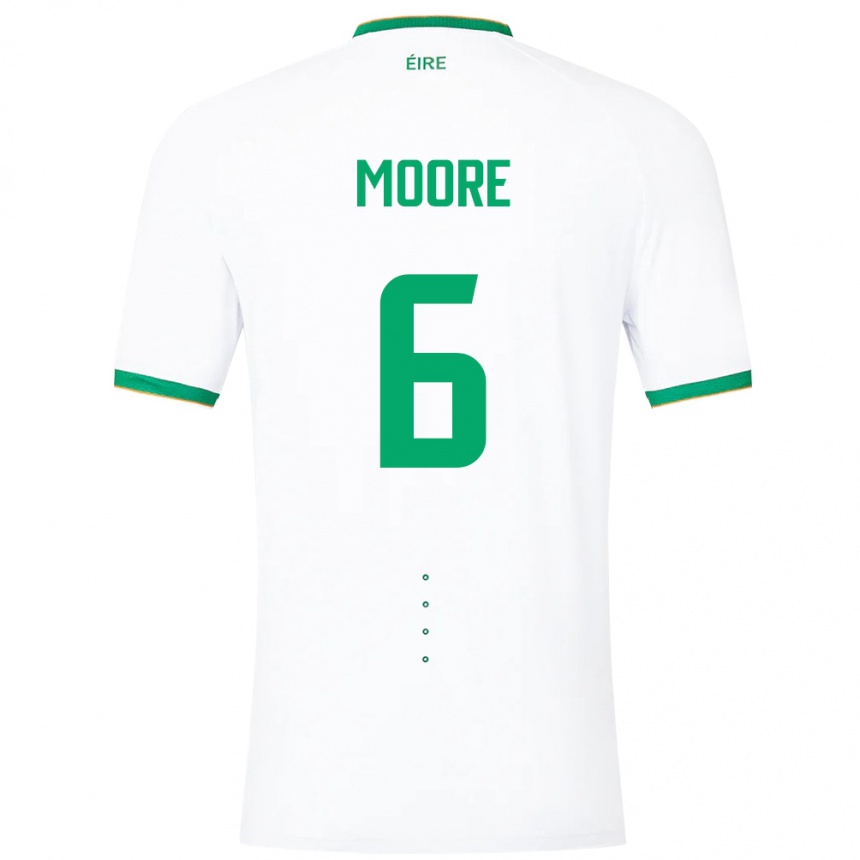 Niño Fútbol Camiseta Irlanda Matthew Moore #6 Blanco 2ª Equipación 24-26