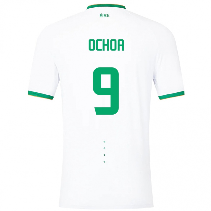 Niño Fútbol Camiseta Irlanda Aarón Ochoa #9 Blanco 2ª Equipación 24-26