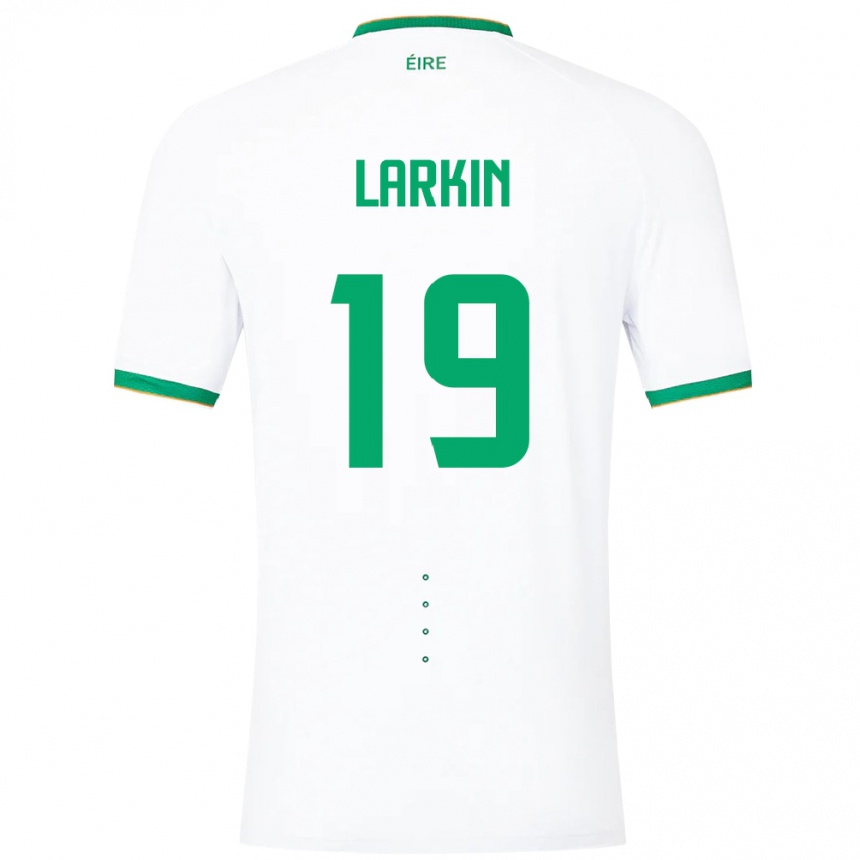 Niño Fútbol Camiseta Irlanda Abbie Larkin #19 Blanco 2ª Equipación 24-26