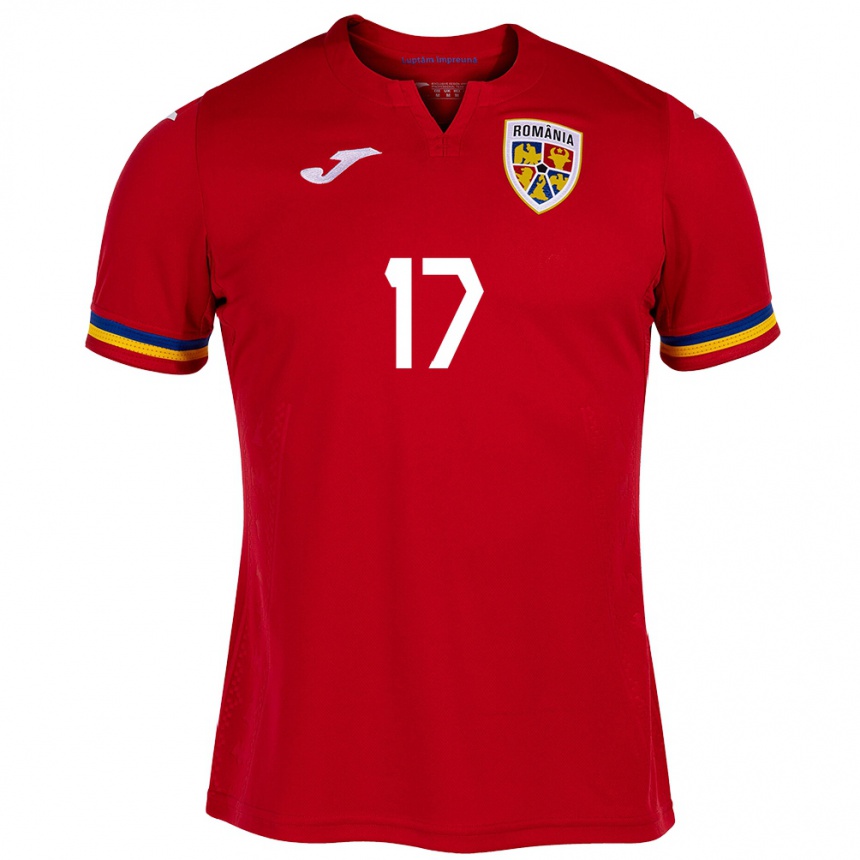 Niño Fútbol Camiseta Rumania Denis Rența #17 Rojo 2ª Equipación 24-26