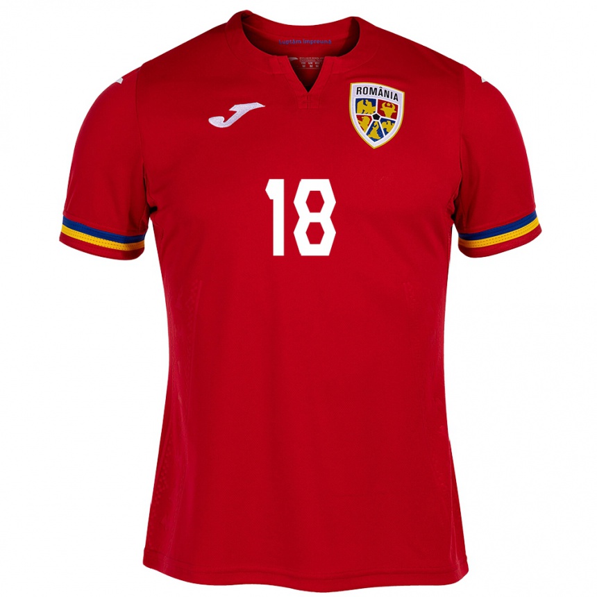 Niño Fútbol Camiseta Rumania Răzvan Marin #18 Rojo 2ª Equipación 24-26