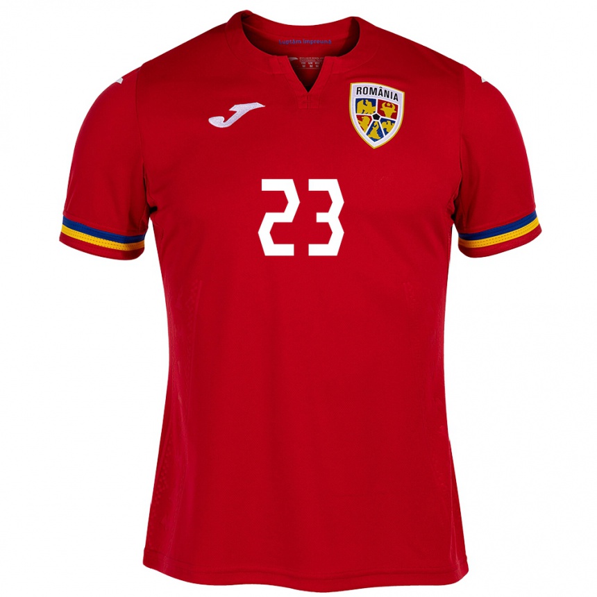 Niño Fútbol Camiseta Rumania David Dincă #23 Rojo 2ª Equipación 24-26