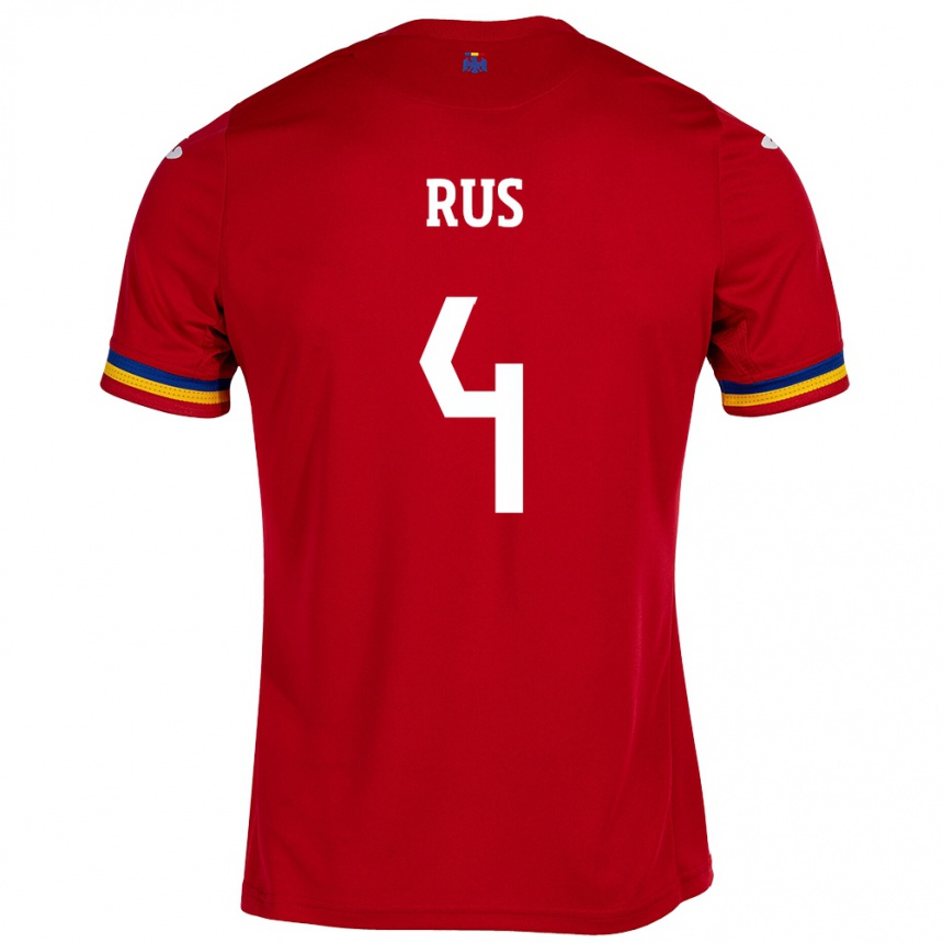 Niño Fútbol Camiseta Rumania Adrian Rus #4 Rojo 2ª Equipación 24-26