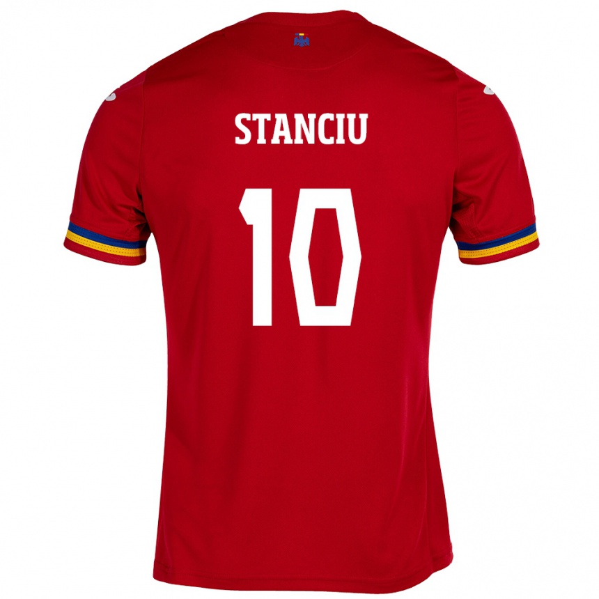 Niño Fútbol Camiseta Rumania Nicolae Stanciu #10 Rojo 2ª Equipación 24-26