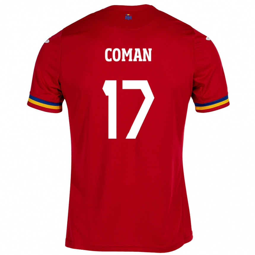 Niño Fútbol Camiseta Rumania Florinel Coman #17 Rojo 2ª Equipación 24-26