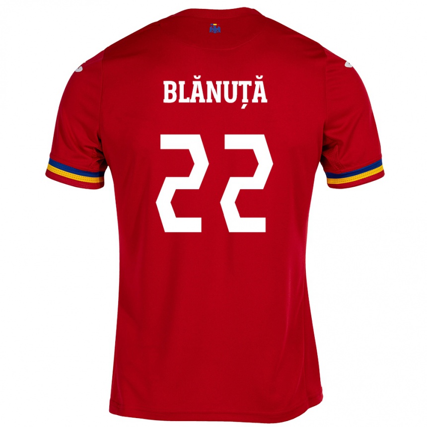 Niño Fútbol Camiseta Rumania Vladislav Blănuță #22 Rojo 2ª Equipación 24-26