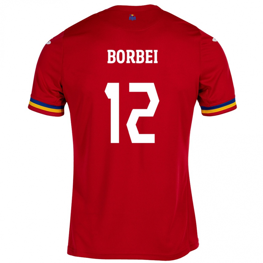 Niño Fútbol Camiseta Rumania Alexandru Borbei #12 Rojo 2ª Equipación 24-26