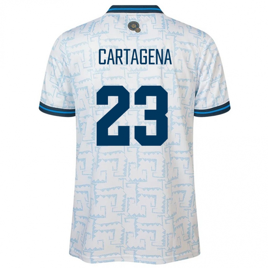 Niño Fútbol Camiseta El Salvador Melvin Cartagena #23 Blanco 2ª Equipación 24-26