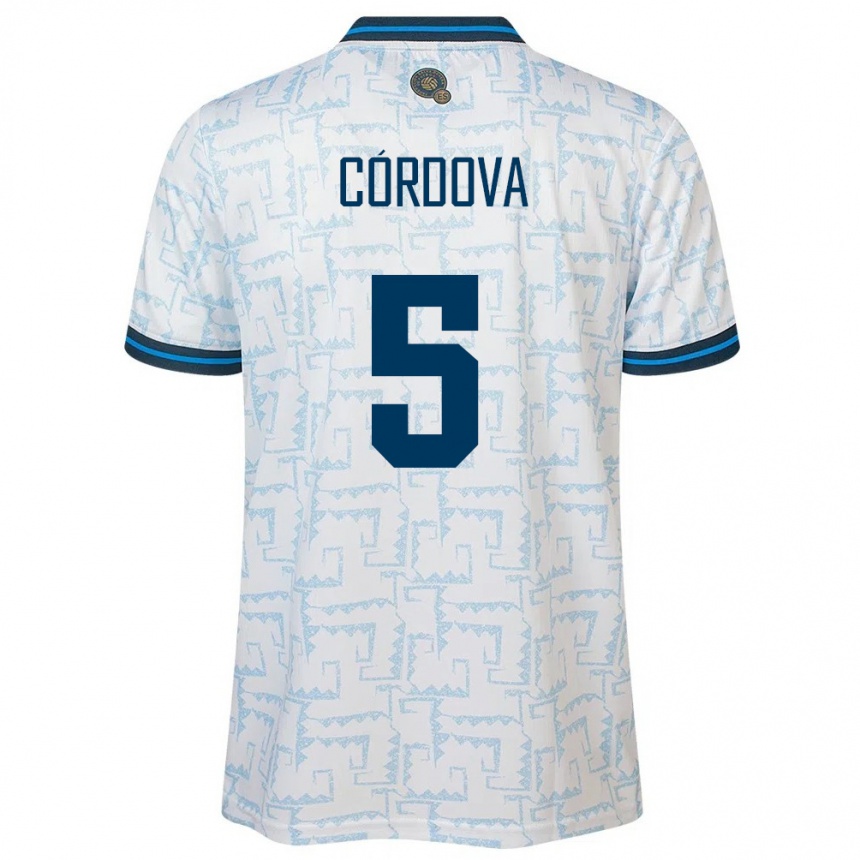 Niño Fútbol Camiseta El Salvador Edwin Córdova #5 Blanco 2ª Equipación 24-26