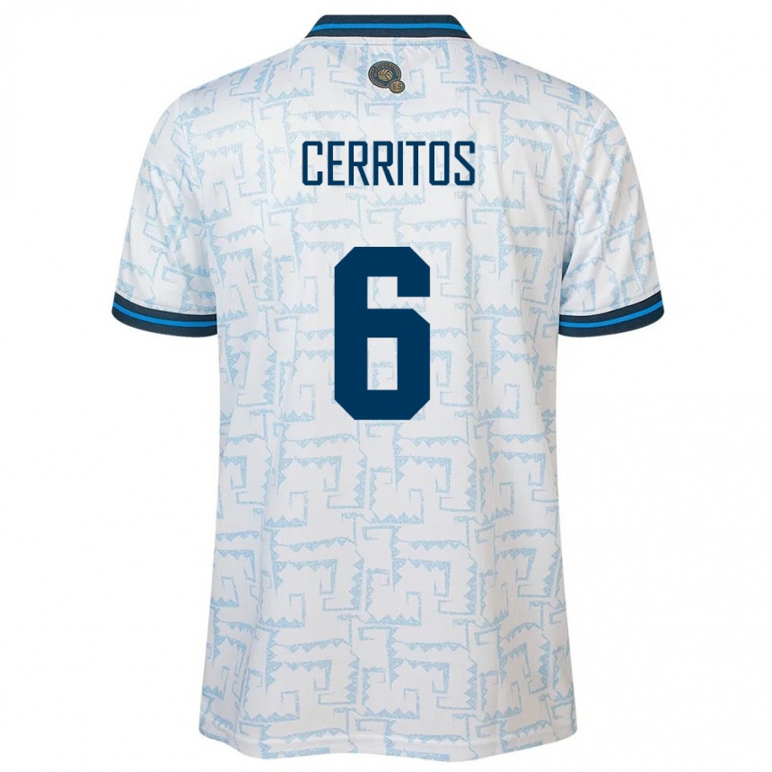 Niño Fútbol Camiseta El Salvador Mauricio Cerritos #6 Blanco 2ª Equipación 24-26