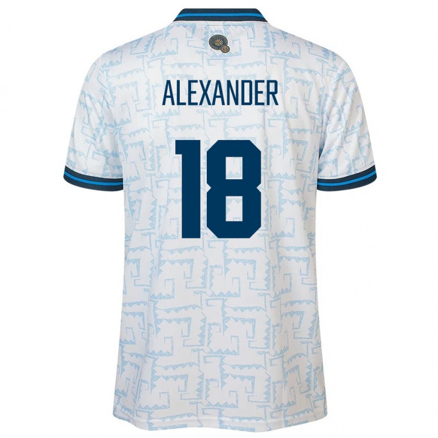 Niño Fútbol Camiseta El Salvador Alexander Aguilar #18 Blanco 2ª Equipación 24-26