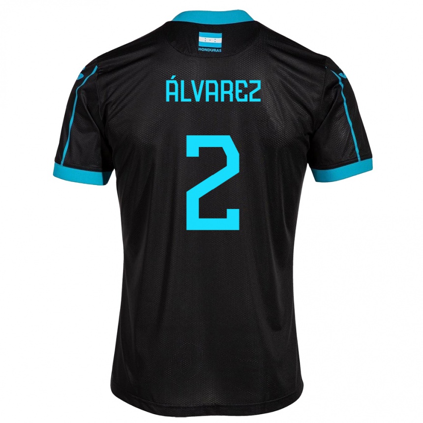 Niño Fútbol Camiseta Honduras Kevin Álvarez #2 Negro 2ª Equipación 24-26