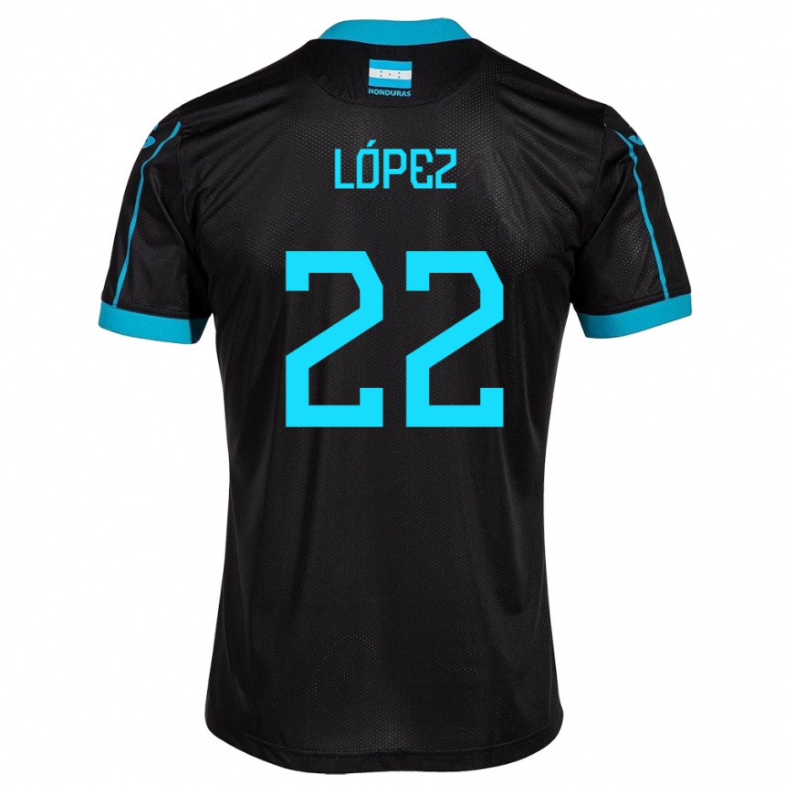 Niño Fútbol Camiseta Honduras Luis López #22 Negro 2ª Equipación 24-26