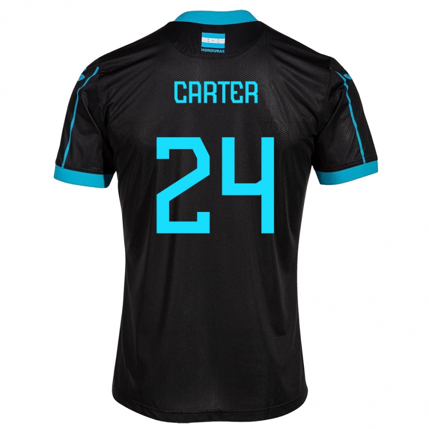 Niño Fútbol Camiseta Honduras Daniel Carter #24 Negro 2ª Equipación 24-26