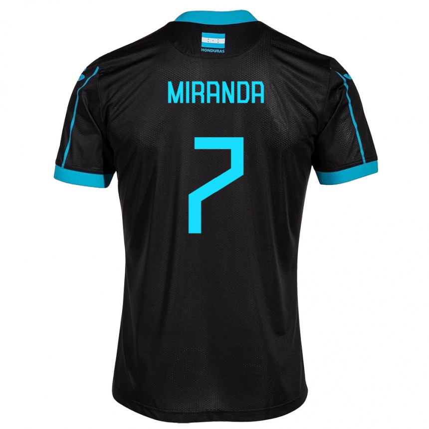 Niño Fútbol Camiseta Honduras Jeffry Miranda #7 Negro 2ª Equipación 24-26