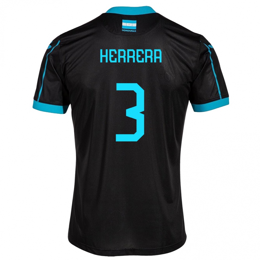 Niño Fútbol Camiseta Honduras David Herrera #3 Negro 2ª Equipación 24-26