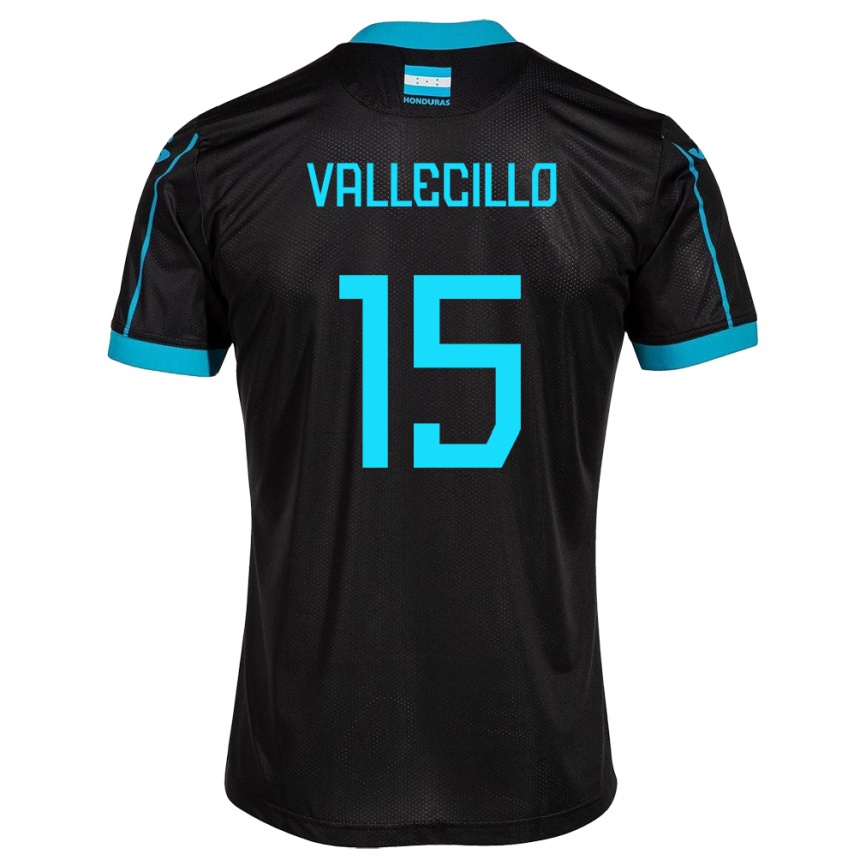 Niño Fútbol Camiseta Honduras Eric Vallecillo #15 Negro 2ª Equipación 24-26