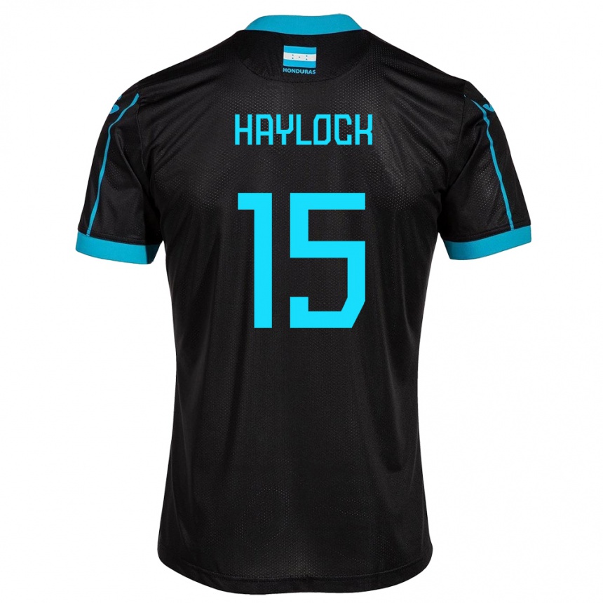 Niño Fútbol Camiseta Honduras Kendra Haylock #15 Negro 2ª Equipación 24-26