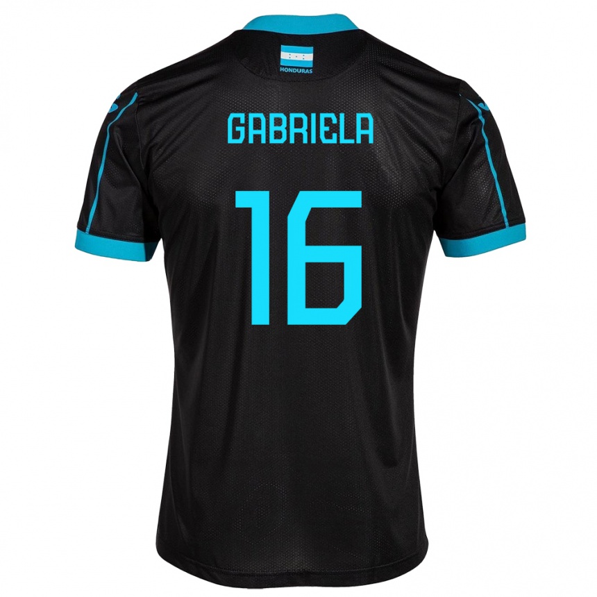 Niño Fútbol Camiseta Honduras Gabriela García #16 Negro 2ª Equipación 24-26